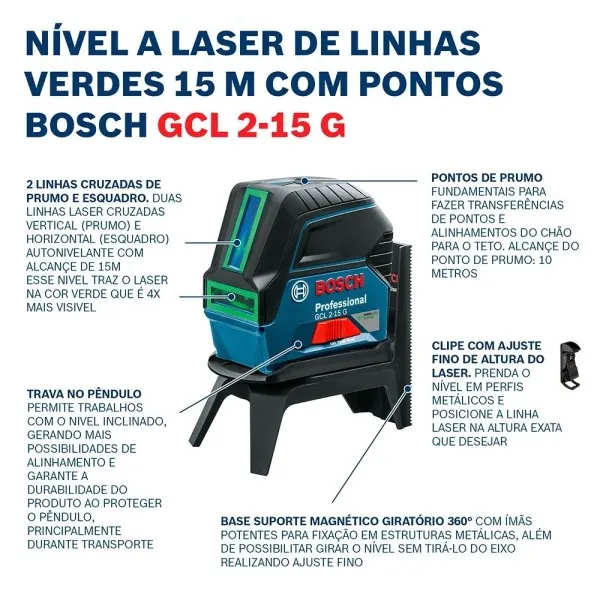 Nivelador laser bosch gll 2-12g fuente de alimentación 2 x 1,5 v